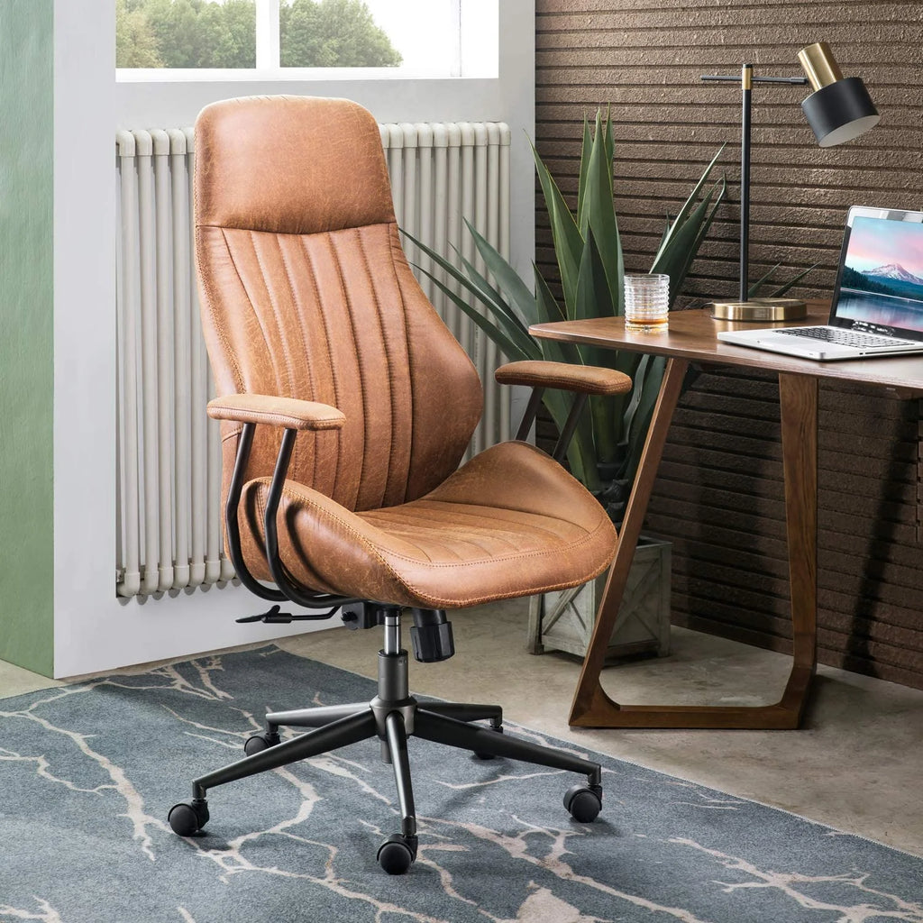 Brown Ergonomic Office Chair with Lumbar Support C807350