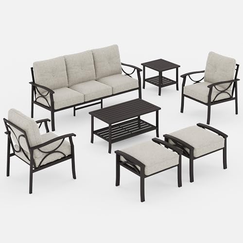 5-Piece Outdoor Metal Sectional Furniture Set with Cushions and Coffee Table E93693
