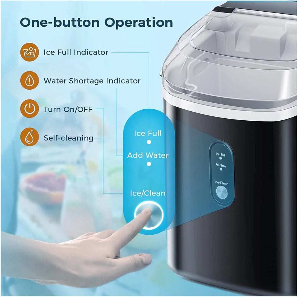 Nugget Ice Maker Countertop with Self-Cleaning Function, 33lbs/24H Chewable Ice, Black E1405