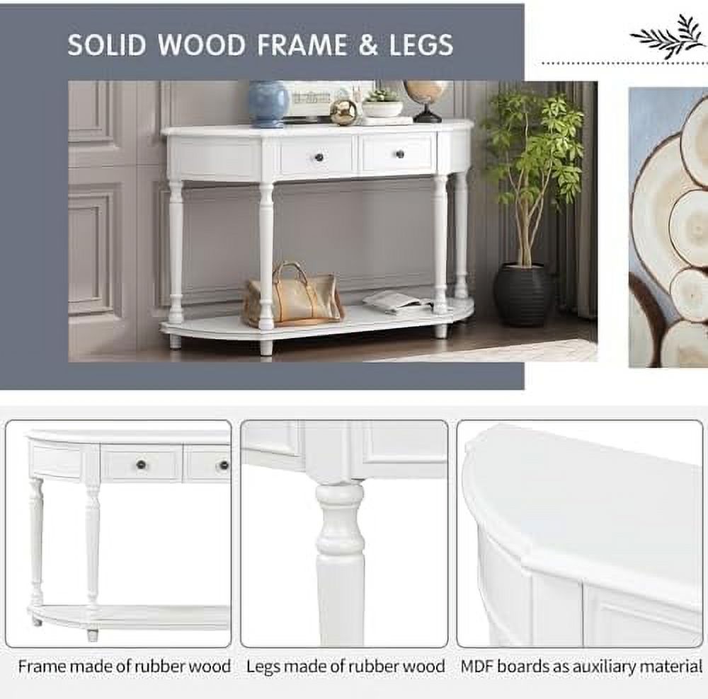 Navy Blue 3 Drawer Wood Console Table Q534