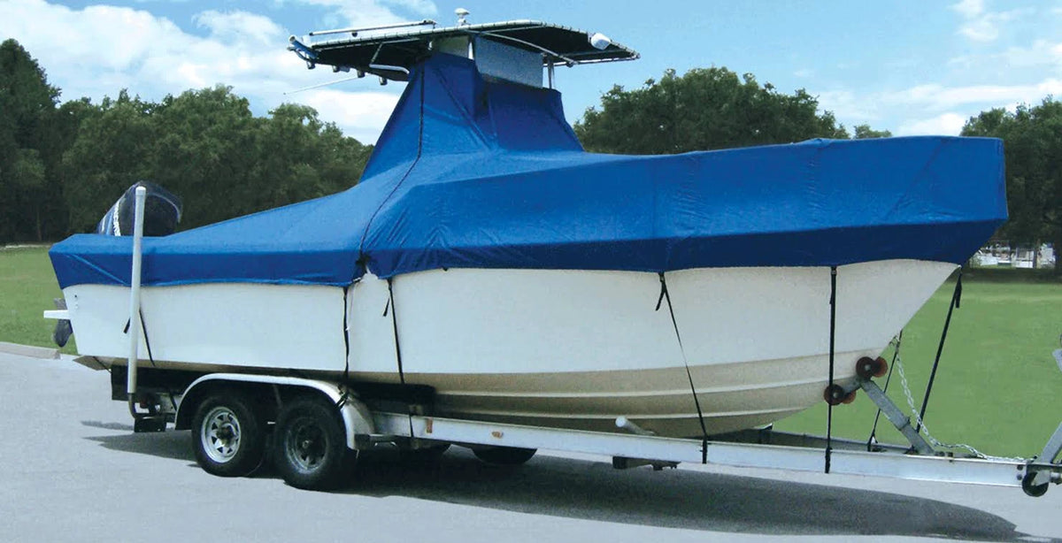 22 x 102 Boat Cover with Fixed T-Tops and Bow Rails B471958