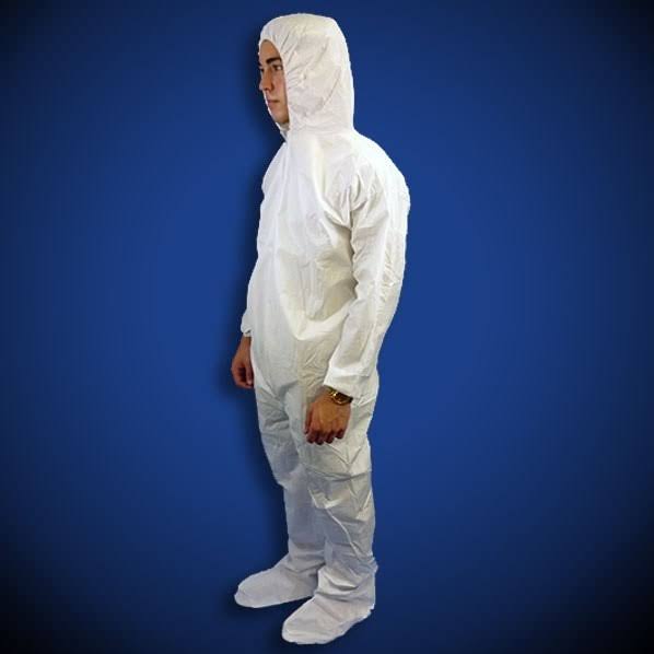 White Disposable Coveralls with Hood and Boots Z523456