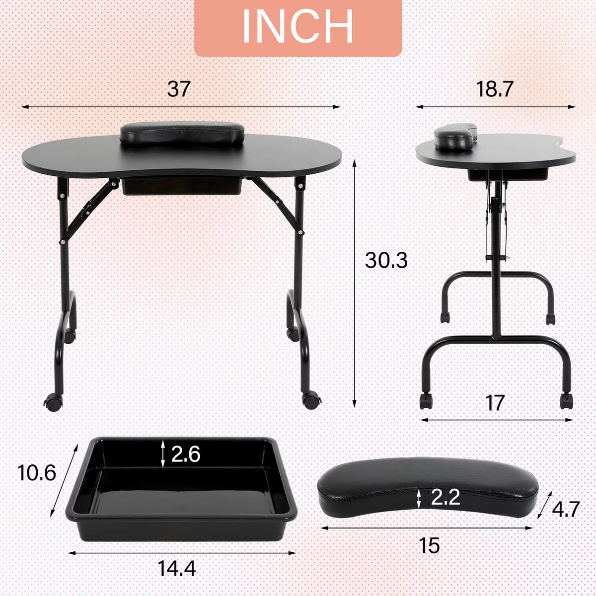 Portable Manicure Table with Drawers I3921
