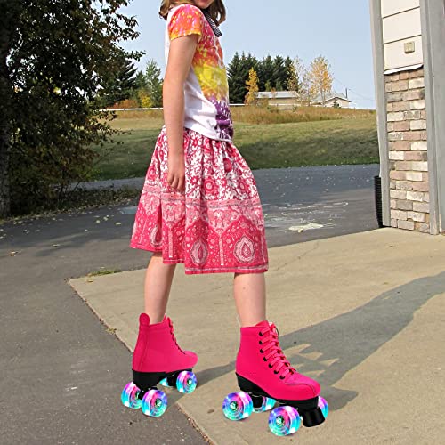 High-top Classic Double-Row Roller Skates Shoes with 4 Shiny Wheels PU Leather G37408
