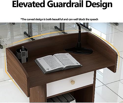 Wood Stand Floor Standing Podium with Storage Shelf Q865372