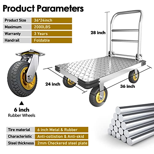 Portable Folding Flatbed Cart with 5'' Wheels V6165