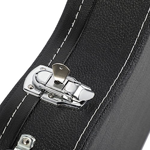 Black Wooden Hard-Shell Electric Guitar Case with Lock Latch Padding J748838