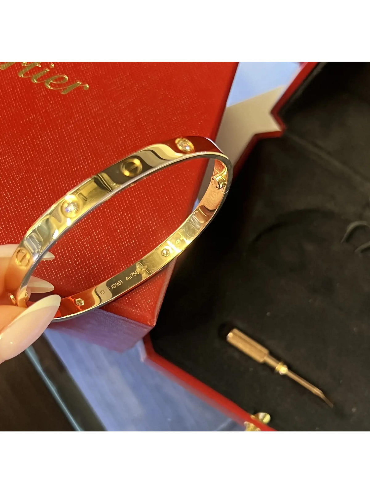 18K Rose Gold Bracelet with 4 Diamonds Size 18 O5132