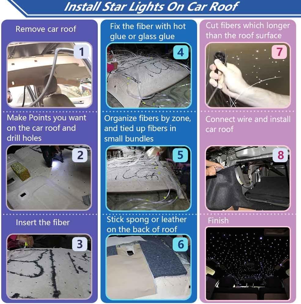 Car Use Bluetooth 6W RGB LED Fiber Optic Light Star Ceiling Kit A41815