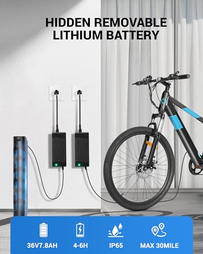 Electric Bike, 36V Removable Battery, 350W Brushless Motor, 26" Tires, 7-Speed X190