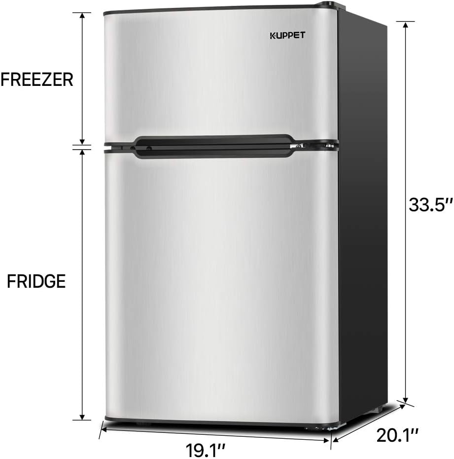 Compact 3.2 Cu.Ft Double Door Stainless Steel Refrigerator G7657