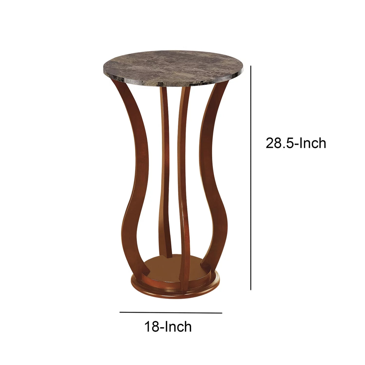 Brown Wooden Plant Stand With Faux Marble Top K23880