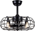 Black Caged Ceiling Fan with Lights R8724