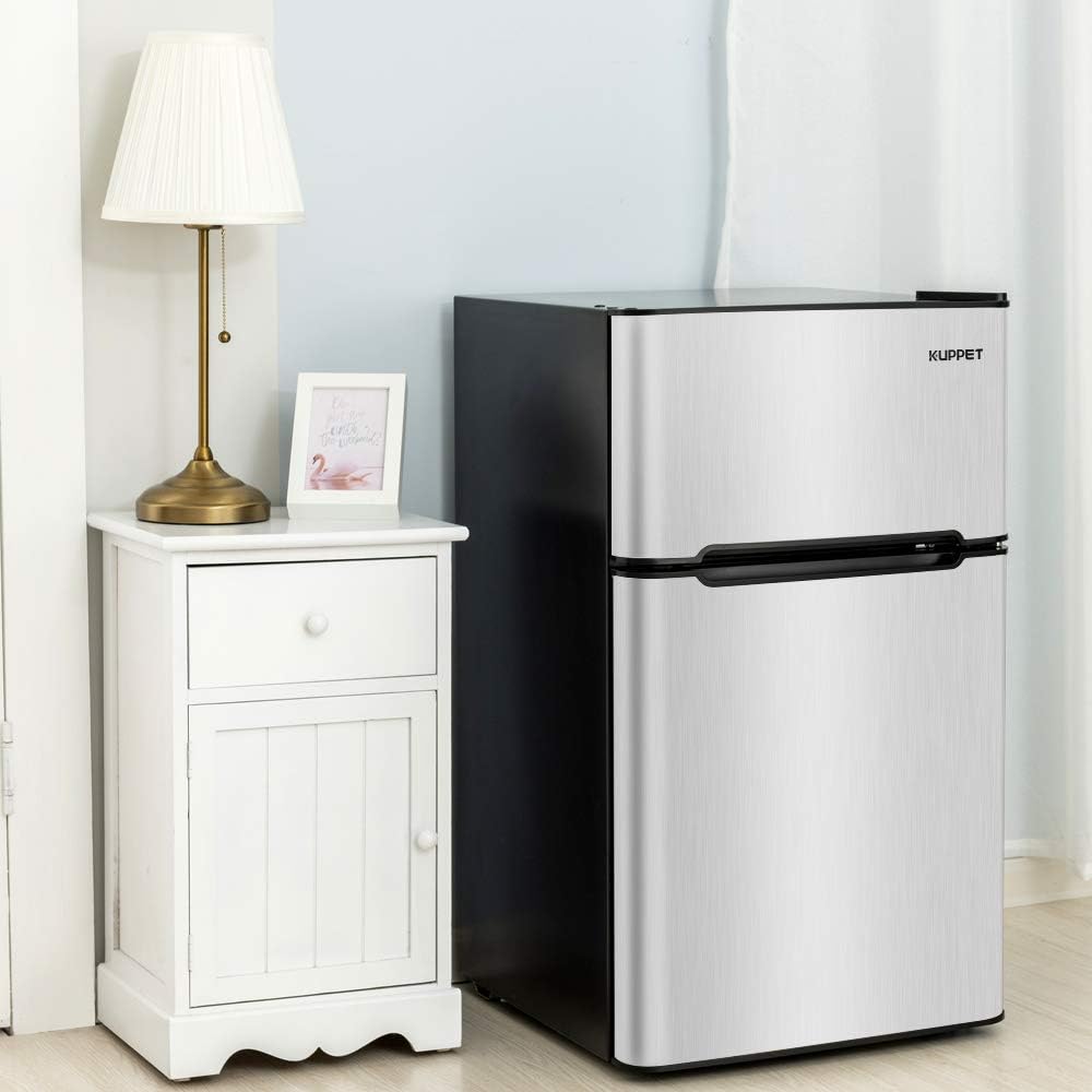 Compact 3.2 Cu.Ft Double Door Stainless Steel Refrigerator G7657