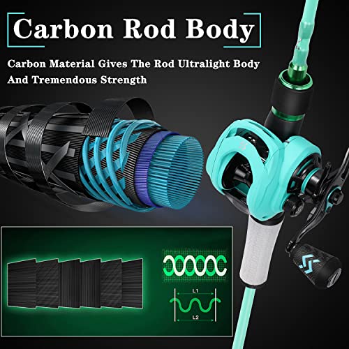 Spinning & Baitcasting Fishing Rod Reel Combo with Graphite Blanks, Stainless Steel Guides M19708