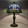 Purple Tulip Stained Glass Table Lamp 12 Inches Q150