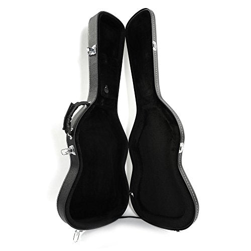 Black Wooden Hard-Shell Electric Guitar Case with Lock Latch Padding J748838