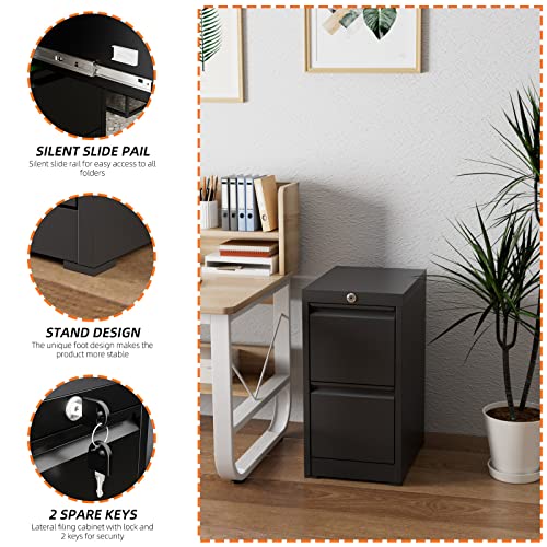 3 Drawer Metal File Cabinet with Lock, Black S136026