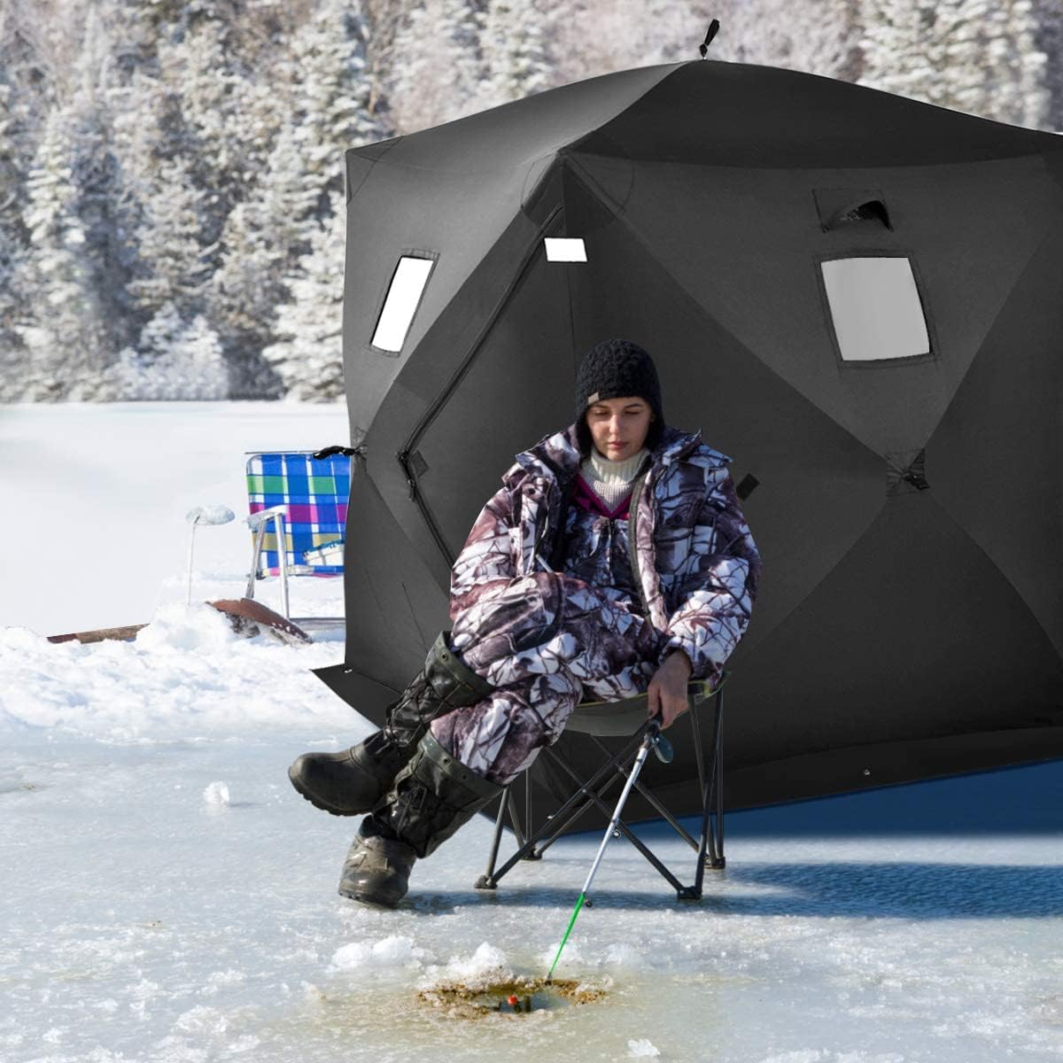 2-3 Person Pop-up Ice Fishing Shelter with Carrier Bag Y9615