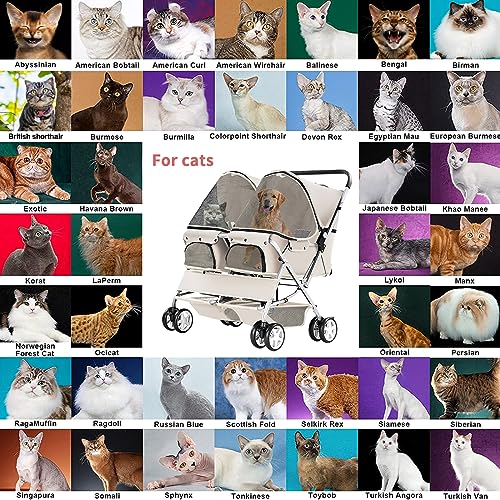 Gray Foldable Double Pet Stroller I3620