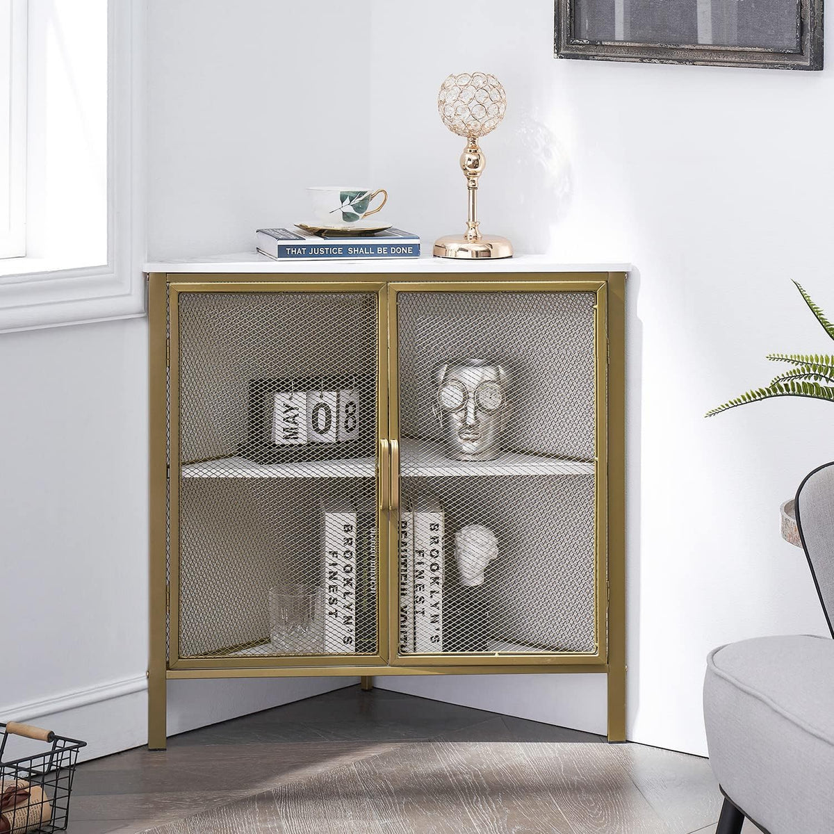 3-Tier Corner Shelf with Ventilation Door J67695