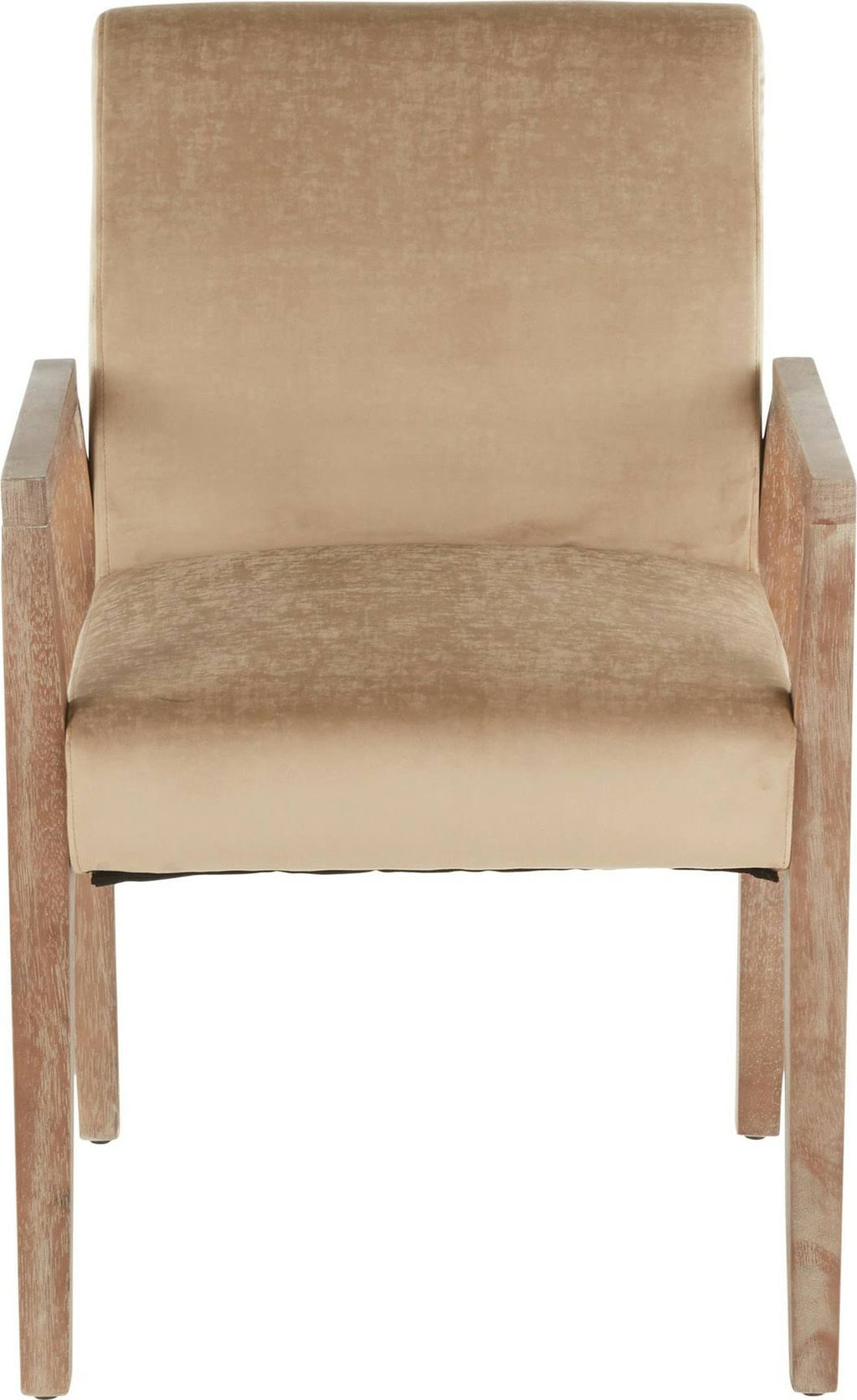 Crushed Brown Velvet White Washed Wood Dining Arm Chair Set of 2 J544815