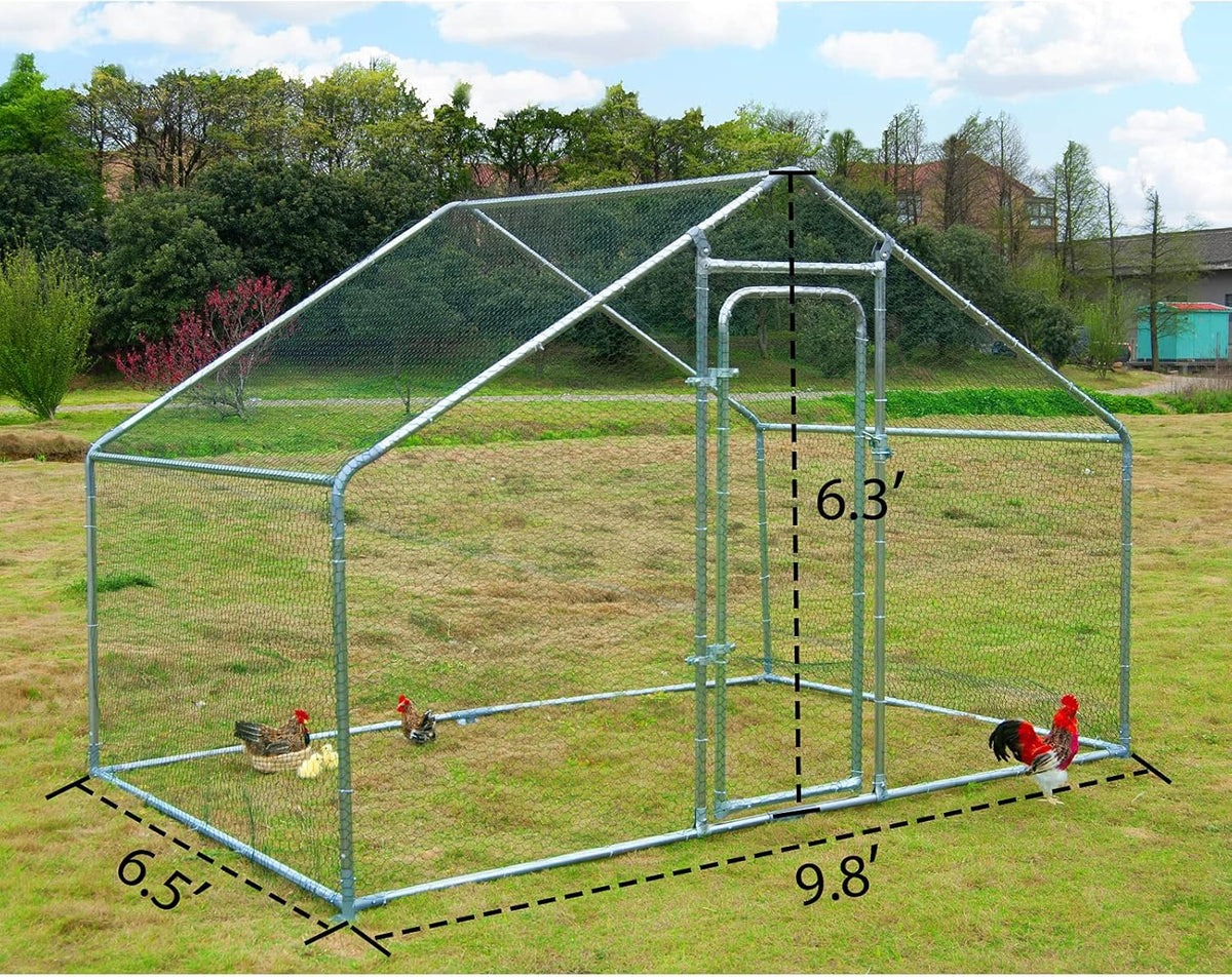 Large Metal Walk-in Chicken Coop with Waterproof Cover G8530