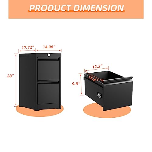 3 Drawer Metal File Cabinet with Lock, Black S136026
