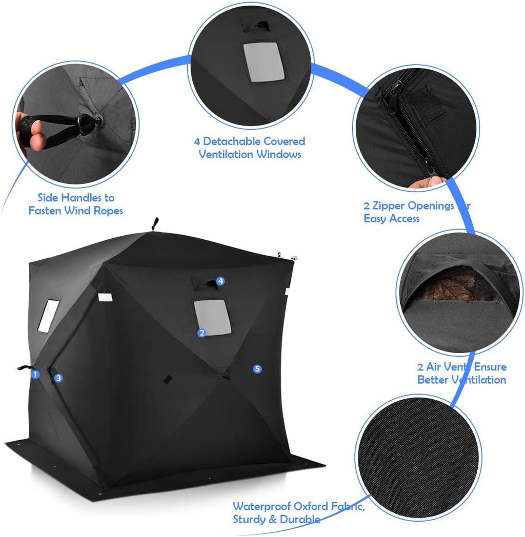 2-3 Person Pop-up Ice Fishing Shelter with Carrier Bag Y9615