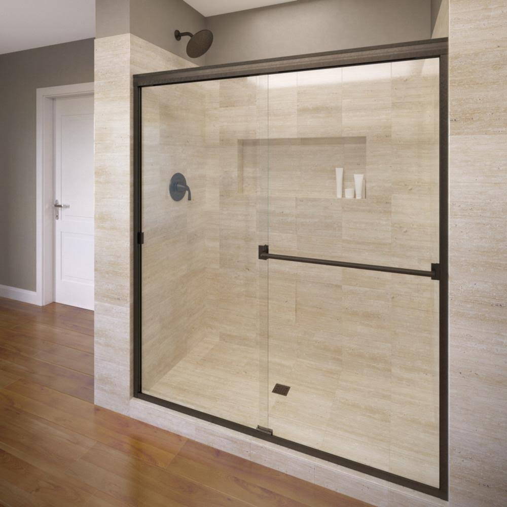 Oil Rubbed Bronze Obscure Frameless Bypass Sliding Shower Door N278