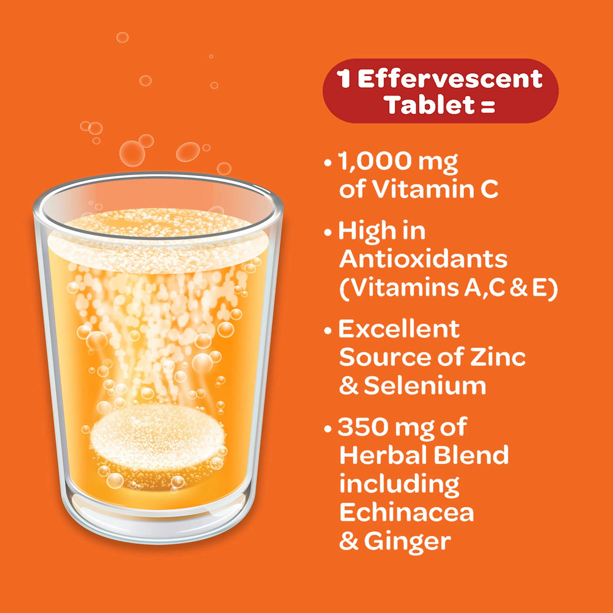 1000mg Vitamin C with Zinc Effervescent Tablets, 36 Tablets, Orange Flavor G9980