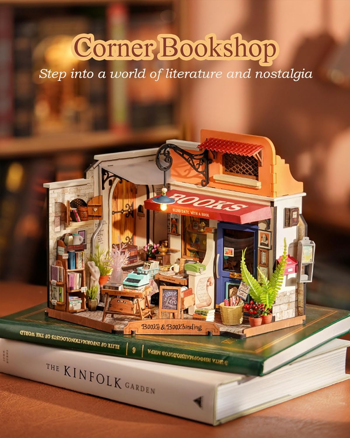 DIY Miniature House Kit 1:20 Scale Bookstore with LED Lights Q9311