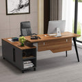 L-Shaped Desk with Storage Shelves and File Cabinet Y868128