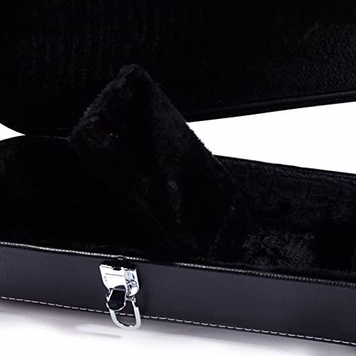 Black Wooden Hard-Shell Electric Guitar Case with Lock Latch Padding J748838