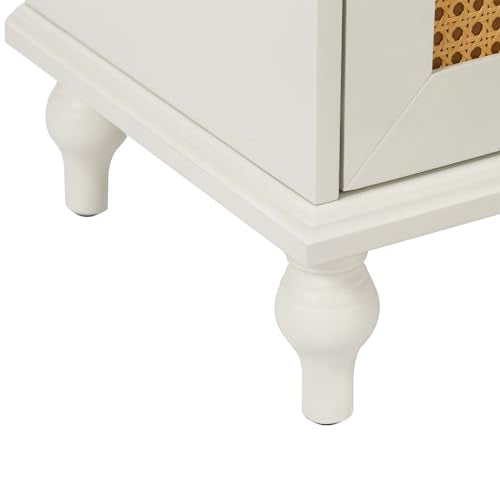 White Rattan Storage Cabinet with Adjustable Shelves H801903