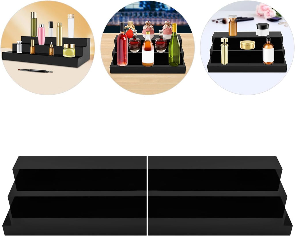 Black 3 Tier Acrylic Wine Bottle Rack 2PCS M3227
