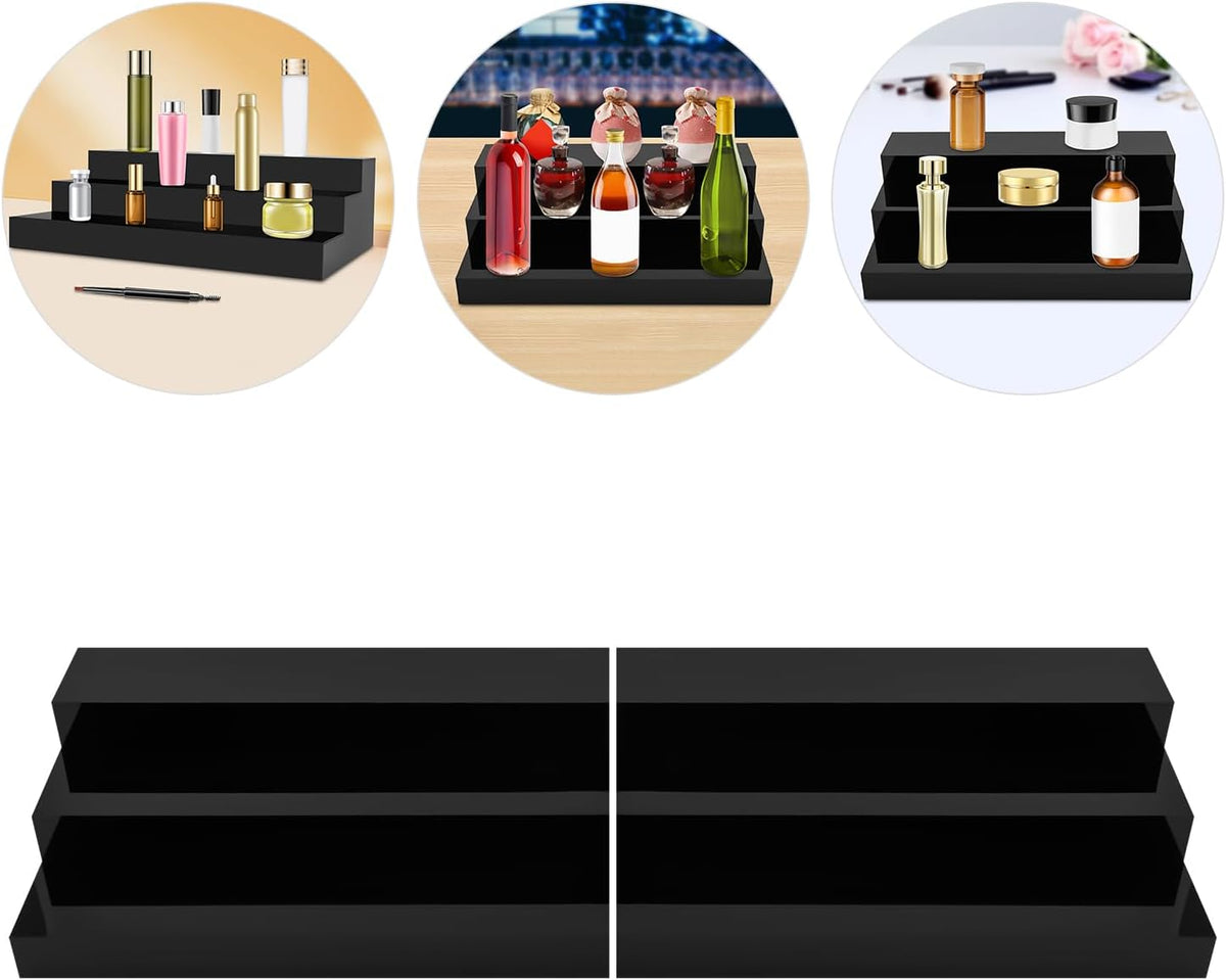 Black 3 Tier Acrylic Wine Bottle Rack 2PCS M3227