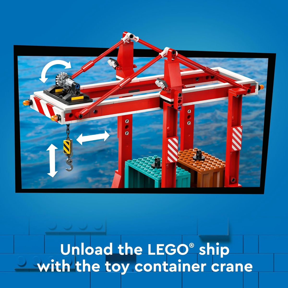 LEGO City Seaside Harbor with Cargo Ship Toy, Model Container Crane and Boat with 8 Minifigures Y837552