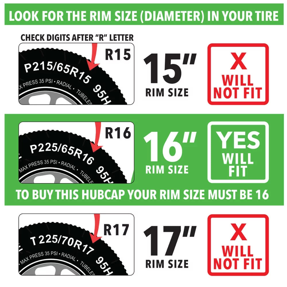 16 Inch Hubcaps Set of 4 E552