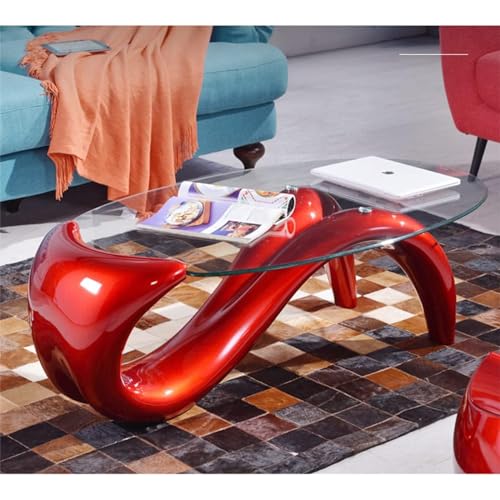 Oval Glass Coffee Table (Orange) Y754394