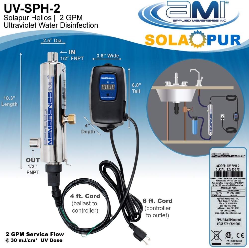 Ultraviolet Water Purifier UV Sterilizer Filter 2 GPM S8971