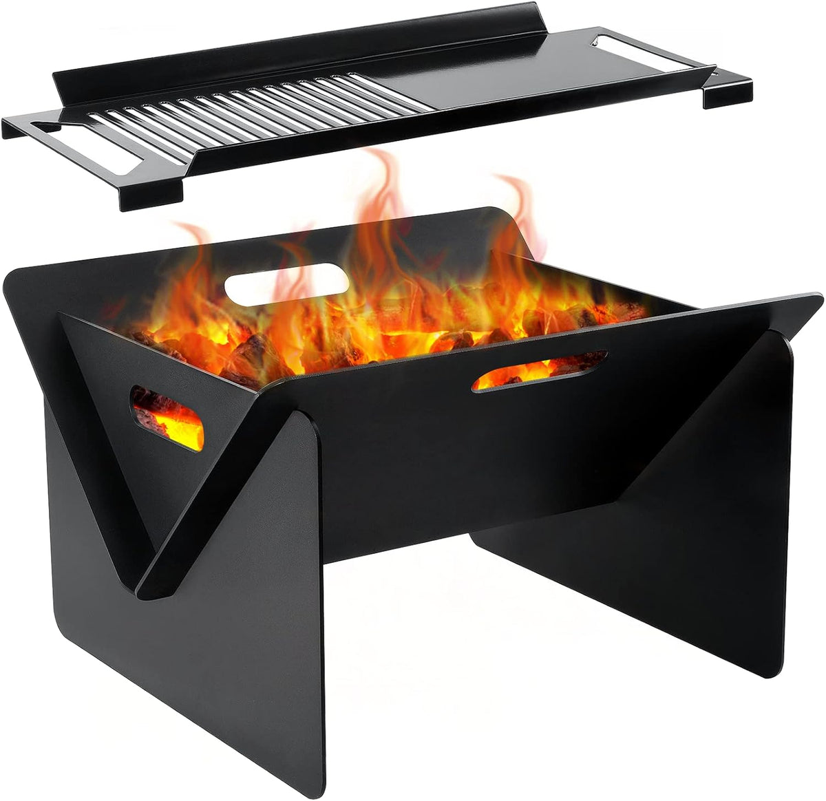 18 inch Wood Burning Fire Pit with Grill Pan S448514