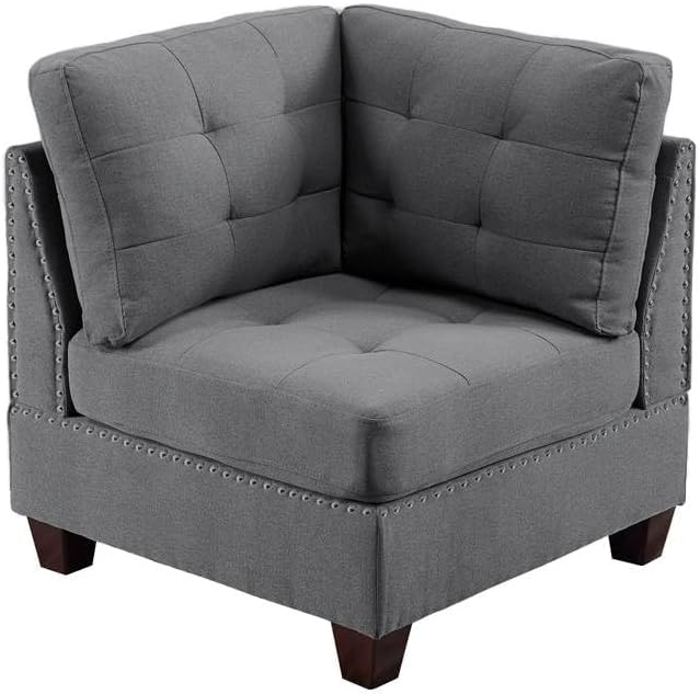 Gray Linen Like Fabric Modular Sectional 6pc Set W3049