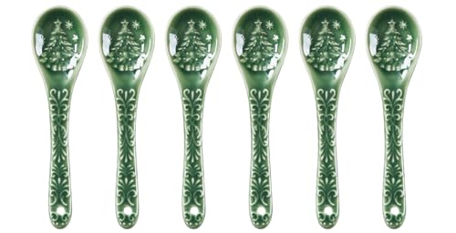Green Ceramic Spoons Set of 6 R636