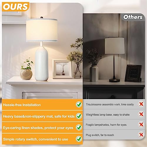White Ceramic Table Lamp with 3-Color Temperatures D4649