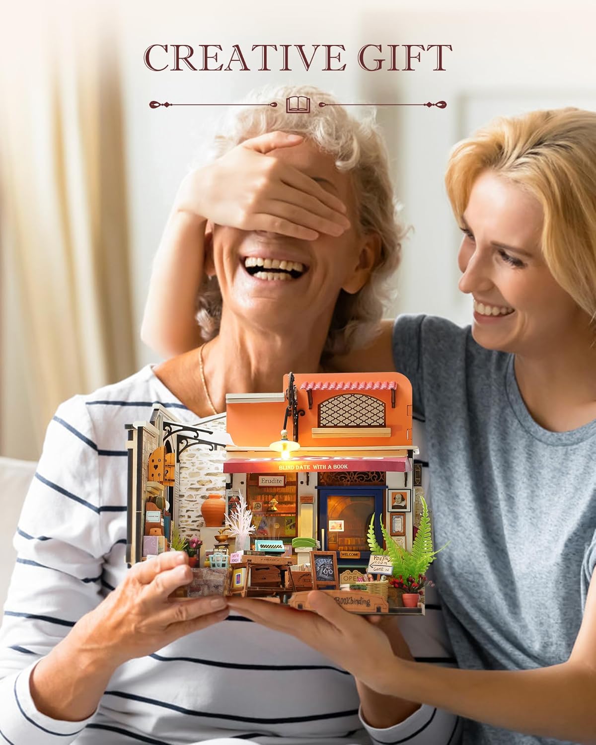 DIY Miniature House Kit 1:20 Scale Bookstore with LED Lights Q9311