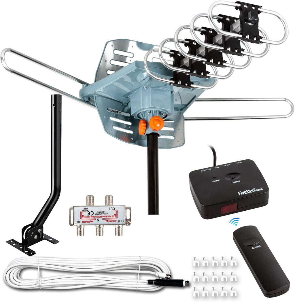 Amplified Digital Outdoor Antenna 150 Miles Range 360 Degree Rotation with 40FT Coax Cable O152467