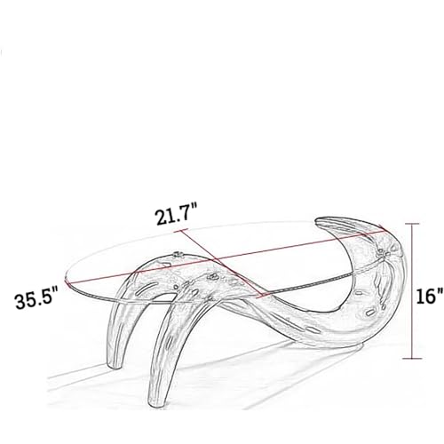 Oval Glass Coffee Table (Orange) Y754394