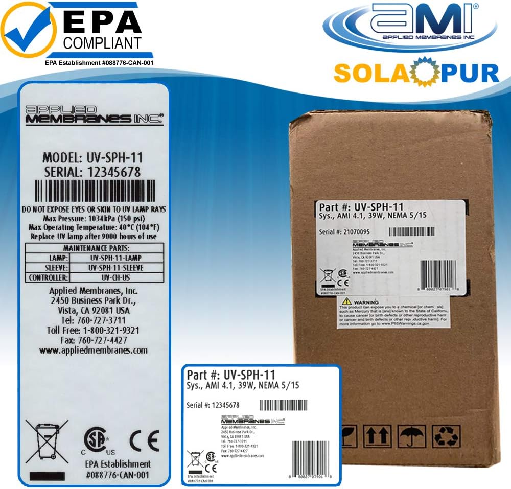Ultraviolet Water Purifier UV Sterilizer Filter 2 GPM S8971