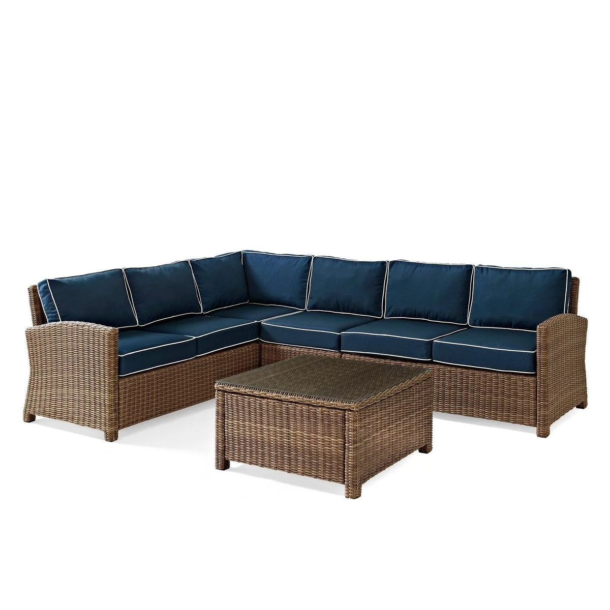 5 Piece Fabric Patio Sectional Set in Brown and Navy N439